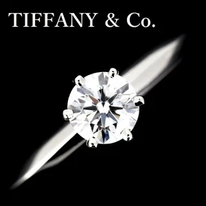 TIFFANY & Co. Solitario 0.52ct anillo de diamantes E VS1 Pt950 - Imagen 1 de 9