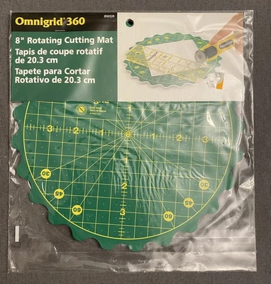 OMNIGRID 8" 360 ROTATING CUTTING MAT RULER 8WGR ROUND GREEN RULER QUILTING NEW - Image 1 of 3