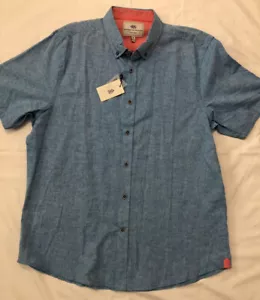 Report Collection Linen Blend Button Down Short Sleeve Shirt Men's Size XL New - Picture 1 of 6