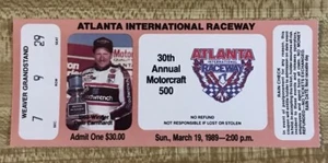 1989 Atlanta Int Raceway Motorcraft 500 Used Ticket Stub Pink Dale Earnhardt Sr - Picture 1 of 2
