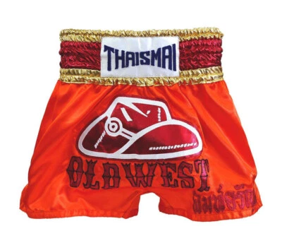 Pantalones Cortos de Kickboxing Viejo Oeste Vaquero Muay Thai MMA Equipo de Lucha Bordado Gimnasio Foto 1 de 2