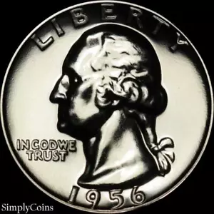 1956 Washington Quarter Proof Uncirculated Silver Coin GEM US 25c MQ - Picture 1 of 6