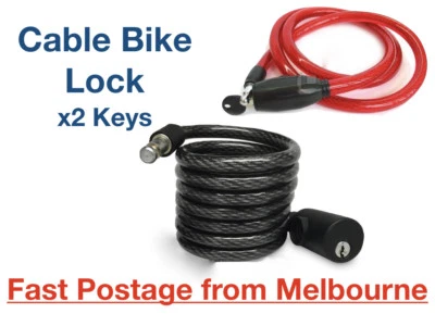 Bicycle Cable Lock 85cm Black/Red Safety Security Quality Strong Bike Heavy Duty - Image 1 of 4