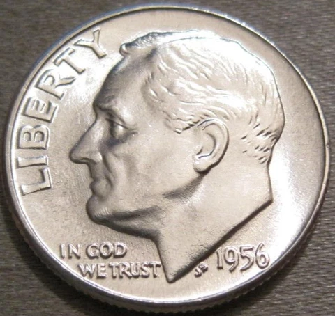 BETTER AS SHOWN - 1956 P UNCIRCULATED ROOSEVELT DIME *** 90% SILVER *** 184 Cover