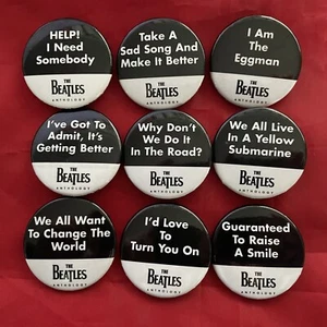 Beatles Anthology Promo Buttons Capitol Records Lot of 9 Classic Lyrics Unused - Picture 1 of 2