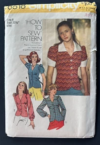 Vintage Simplicity "How to Sew" Schnittmuster 6518 Größe 8 Miss Uncut Shirt - Bild 1 von 5
