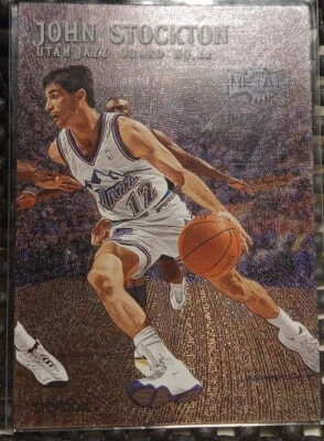 John Stockton 1999-00 SKYBOX METAL Basketball Card #114 Utah   JAZZ  HOF  - Image 1 of 2