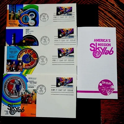 SKYLAB  HOUST0N 1974 SET OF 4 SPACE FDC,S FLEETWOOD CHACHET & Pamphlet $25 - Image 1 of 4