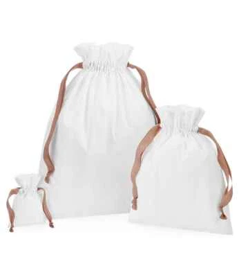 Westford Mill Cotton Bag with Ribbon Cord Tote Shopping Reusable Giftbag W121 - Image 1 of 4