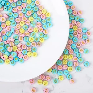 1820 BULK Beads Alphabet Letter Assorted Lot Wholesale Acrylic Pastel Gold - Picture 1 of 2