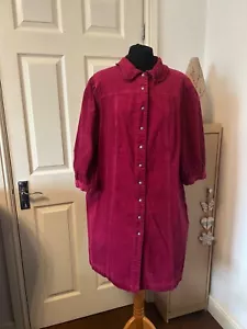 Monsoon Dress Size 20 UK Cord Midi Corduroy Pockets Button Front 3/4 Sleeve - Picture 1 of 12