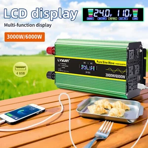 Pure Sine Wave Inverter 3000w rated 24v To 110v 120vrv Power Converter Remoter - Picture 1 of 14