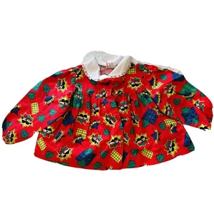 VINTAGE BABY TODDLER GIRLS Top Shirt Red Girls Back SNAP Closure 12 Months - Picture 1 of 6