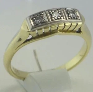 Anillo de mujer vintage con diamantes aprox. 0,15 quilates / 585 oro 14 quilates (56 (17,8 mm Ø*) - Imagen 1 de 6