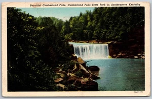 Postal de lino de colección Kentucky KY Cumberland Falls State Park Waterfalls años 30 - Imagen 1 de 2