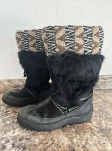 Pajar Goat Fur Boots Women's All Weather Snow Black Sz 7.5 ( 38 ) - Picture 1 of 5