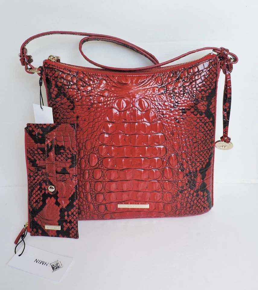Brahmin Katie Lipstick Melbourne Leather Cross Body Credit Card Wallet