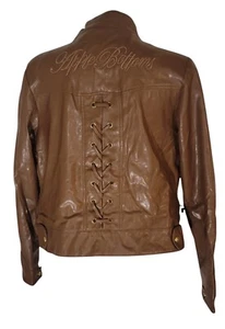 Vtg Y2k Apple Bottoms Sz L Faux Leather Embroidered Spellout Streetwear 00s Coat - Picture 1 of 10