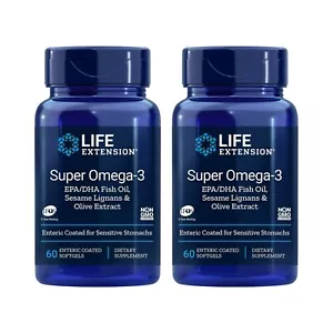 Life Extension Super Omega-3 Plus EPA/DHA Fish Oil, Sesame Lignans, Olive 60SG - Picture 1 of 3
