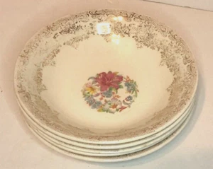 5 Royal China Dessert Bowls - Robinhood Pattern - w/Warranted -22K Gold Filigree - Picture 1 of 6