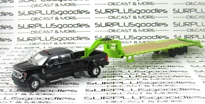 Greenlight Black 2022 FORD F-350 F350 PLATINUM Dually w/Gooseneck Trailer GRN - Image 1 of 4