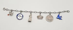 Vintage Beau Sterling Silver Charm Bracelet With 6 Charms - Picture 1 of 15