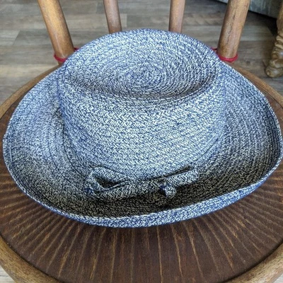 Bonito sombrero para el sol Liz Claiborne Villager para mujer azul blanco lazo playa al aire libre Foto 1 de 4