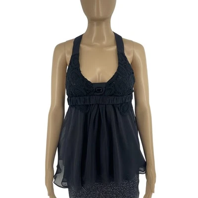 NUAN Women Black 100% Silk Halter Neck Top Blouse Size 42 EU 38 UK 10 US 8 - Image 1 of 4