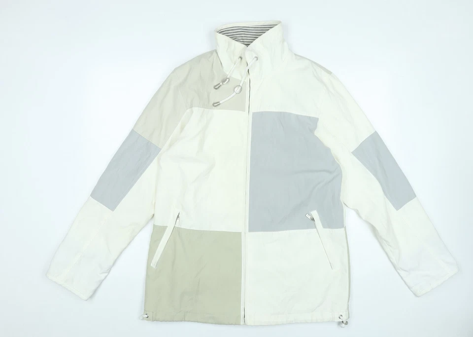 Mulberry Street Womens Jacket Small Beige Grey White Windbreaker - Image 1 of 4