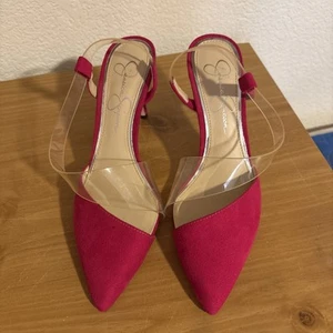 Jessica Simpson Hot Pink Neon  Ankle Strap Stiletto Heel Sandals Size - Picture 1 of 10