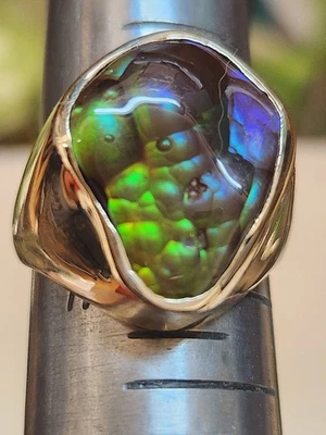 Electric Fire Agate Ring 14k Yellow Gold Size 10.75 - Image 1 of 4