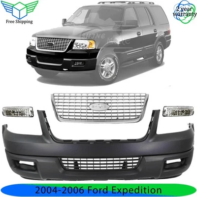 Front Bumper Cover & Fog Light Assembly Kit For 2004-2006 Ford Expedition Foto 1 de 4