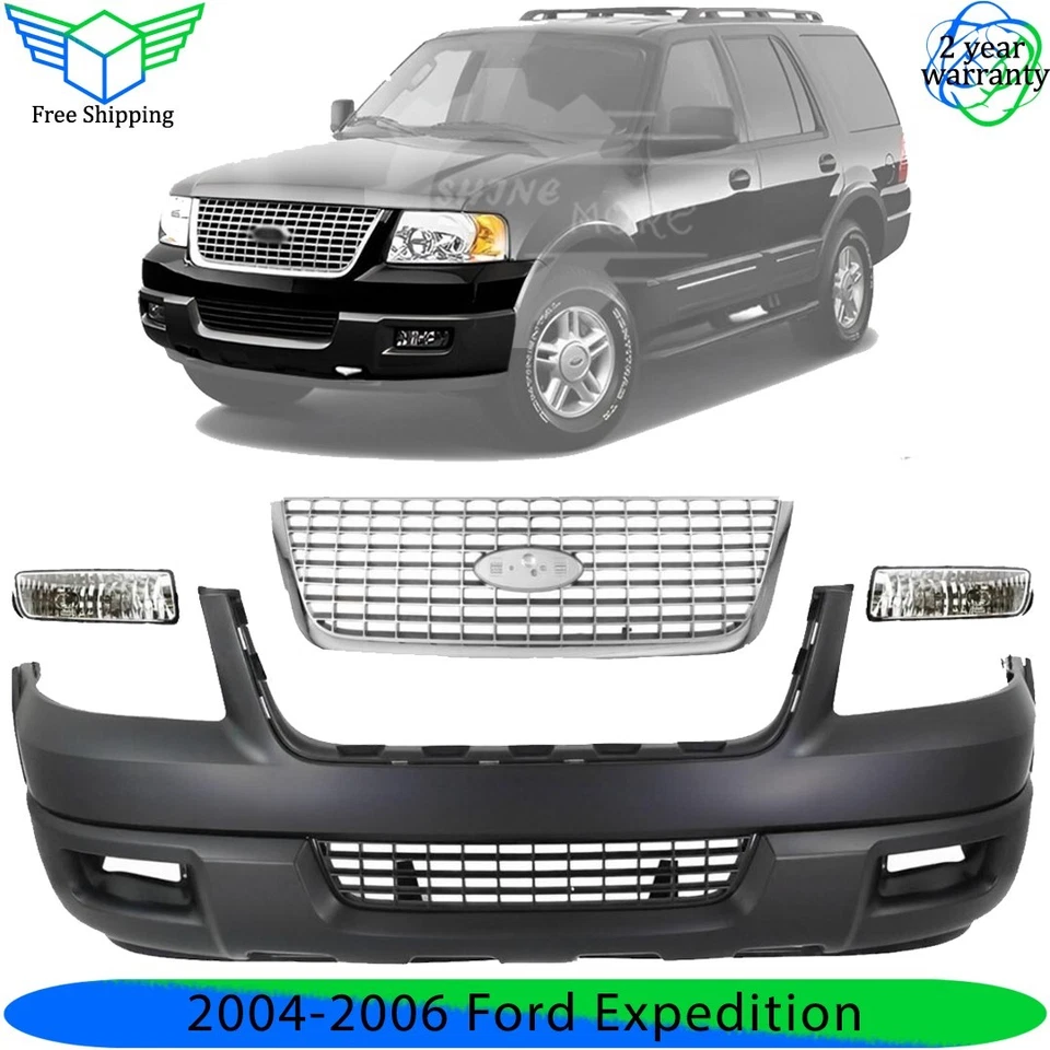 Front Bumper Cover & Fog Light Assembly Kit For 2004-2006 Ford Expedition Foto 1 de 4