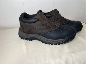 Men’s Propet Blizzard Snow Boot, Leather, Duck Boot Ankle Zip, Brown Size 12XX5E - Picture 1 of 6