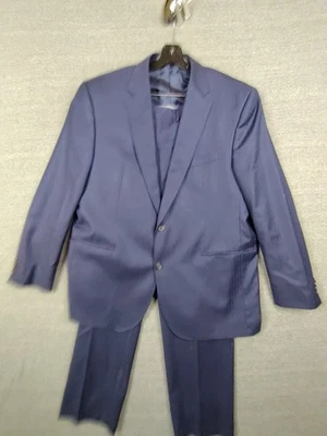 Daniel Cremieux 42R Navy Pinstripe Loro Piana Wool Suit Made Canada Jacket - Image 1 of 4