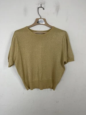 Casual Corner Womens Sweater Large Gold Glitter Evening Holiday Party New Years  - Image 1 of 4
