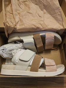 Spenco Sandalen Leder grau rosa Tessa flache Damen Größe 10 D - Bild 1 von 5