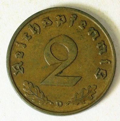 GERMANY (Third Reich) 2 Reichspfennig 1936 D - Bronze - VF - 3806 - Image 1 of 2