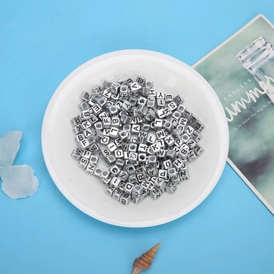 6mm (Silver)500PCs Acrylic Beads Square DIY Hand Made Beaded Accessories En OU - Image 1 of 4