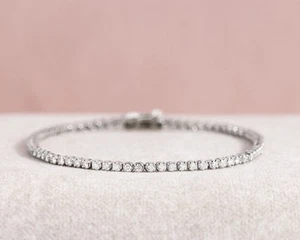 2CT Lab Grown Diamond Tennis Bracelet G SI 14K White Gold Over Gift Jewelry 7" - Picture 1 of 4