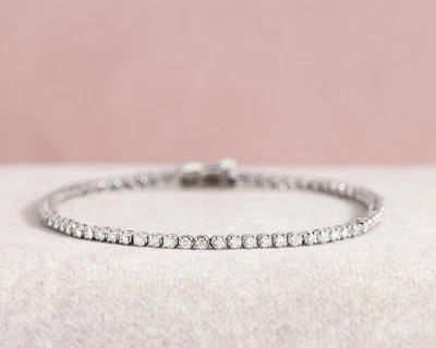 Brazalete de tenis de diamantes cultivados en laboratorio de 2 quilates G SI 14K oro blanco sobre joyas de regalo 7" Foto 1 de 4