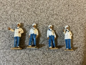 Vintage Lot 4 Miniature Metal Lead Figures Navy? Sailors? Blue White Suits - Picture 1 of 4