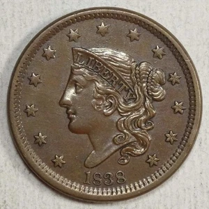 1838 Krönchenkopf großer Cent, fast unzirkuliert, schöne frühe Art Münze 0629-01 - Bild 1 von 4
