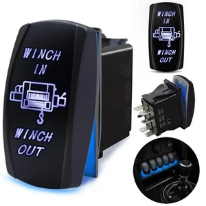 7 Pin Winch in/Out Momentary Rocker Switch Laser ON-Off-ON Two LED Backlit Bl... - Picture 1 of 7