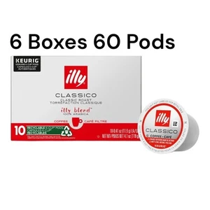 6 Boxes Classic Roast illy Arabica K-Cup Pods Keurig BB 5/27/25 (60 K-cups) - Picture 1 of 8