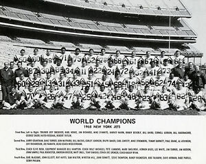 NY Jets 1968 NFL Super Bowl III Champions, 8x10 B&W Team Photo