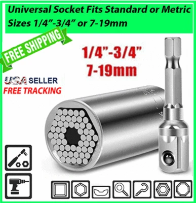 Universal SOCKET Wrench Tool 1/4-3/4  7mm-19mm Magic Grip Alligator Adapter Set - Image 1 of 4