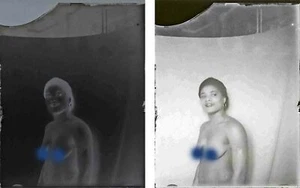 photo NEGATIF verre NU EROTIQUE  c.1920  / 8 x 12 cm / risque sexy nude 4/18 - Imagen 1 de 1