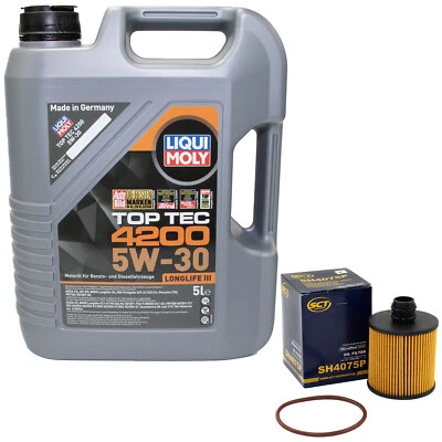 LIQUI MOLY Motoröl Set 5W-30 5 Liter + Ölfilter für Alfa Romeo Mito Fiat Doblo Lancia 1.6