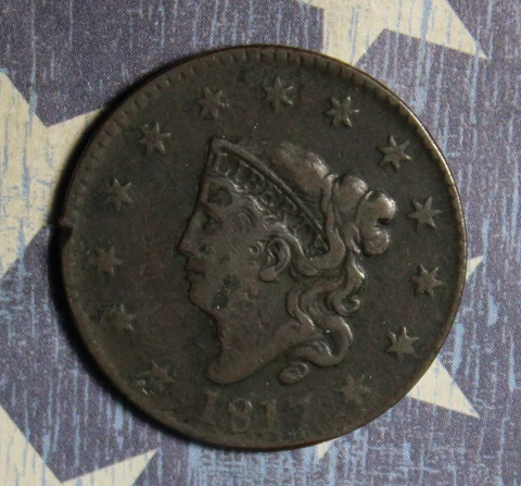 1817 CORONET HEAD LARGE CENT COLLECTOR COIN, FREE SHIPPING Cover